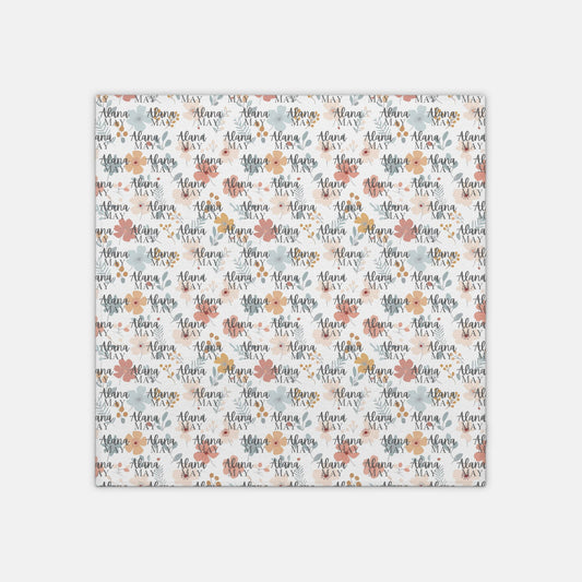 Swaddle Blanket with Personalization - Boho Wildflowers - 42" x 42"