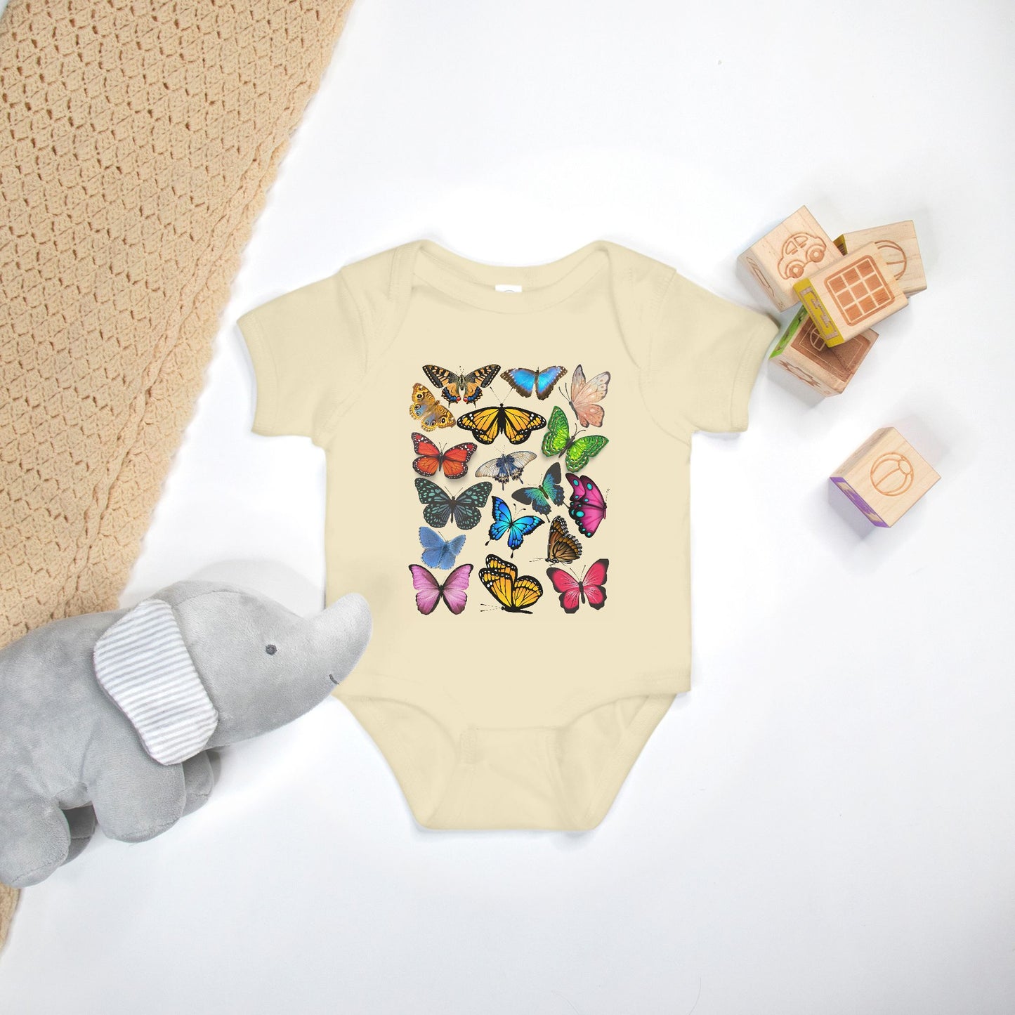 Boho Butterfly and Moth Bodysuit - Spring Natural Baby Shirt