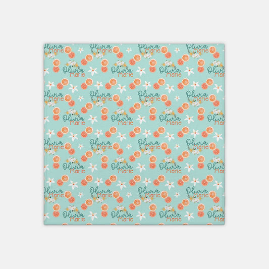 Swaddle Blanket with Personalization - Oranges - Orange Blossom - 42" x 42"