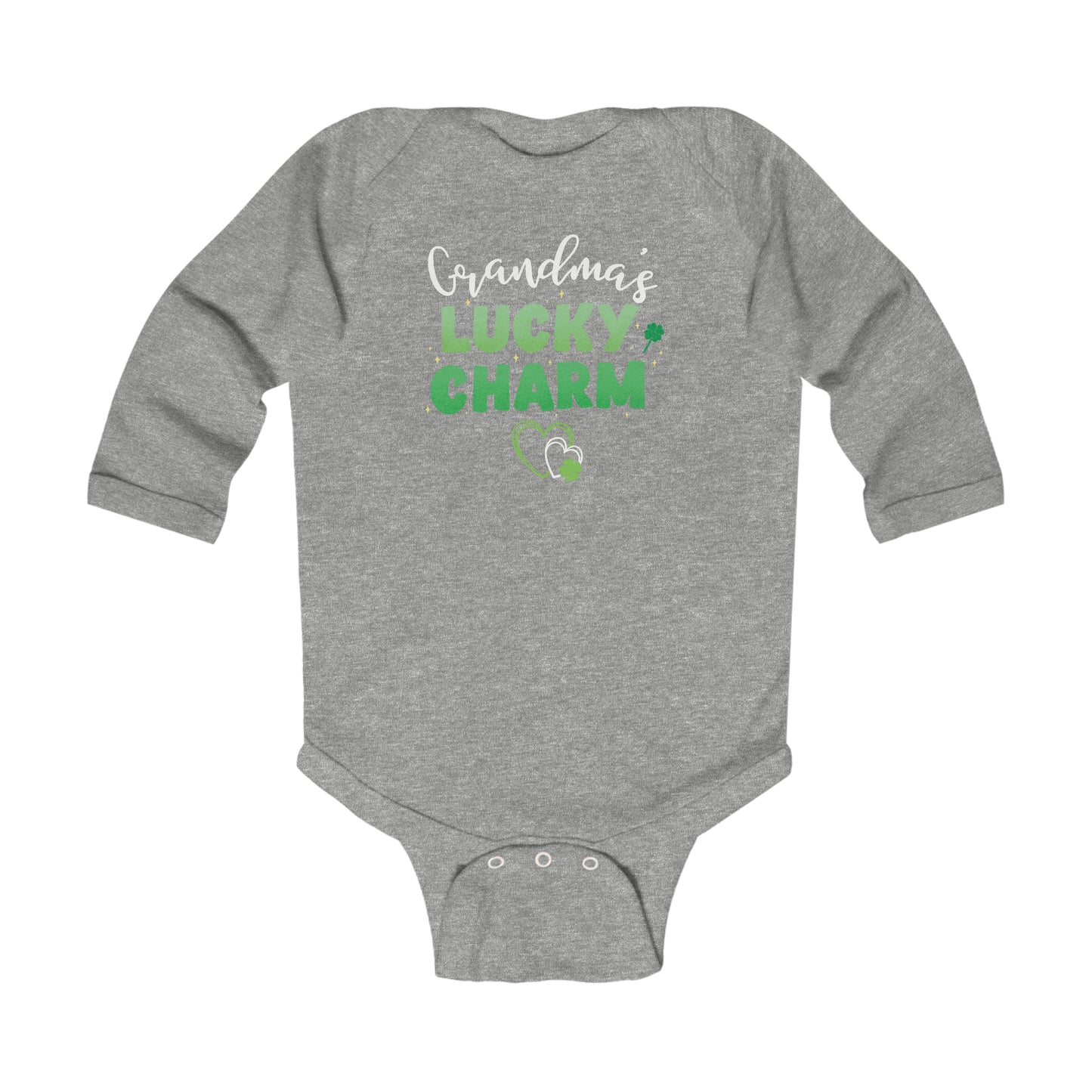 Grandma's Lucky Charm | St. Patrick's Day Baby Bodysuit | Gender-Neutral Long-Sleeve Baby BodySuit