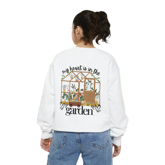 "My Heart Is In The Garden" Comfort Colors Sweatshirt | Sweatshirt for Gardener | Gift for Plant Lover
