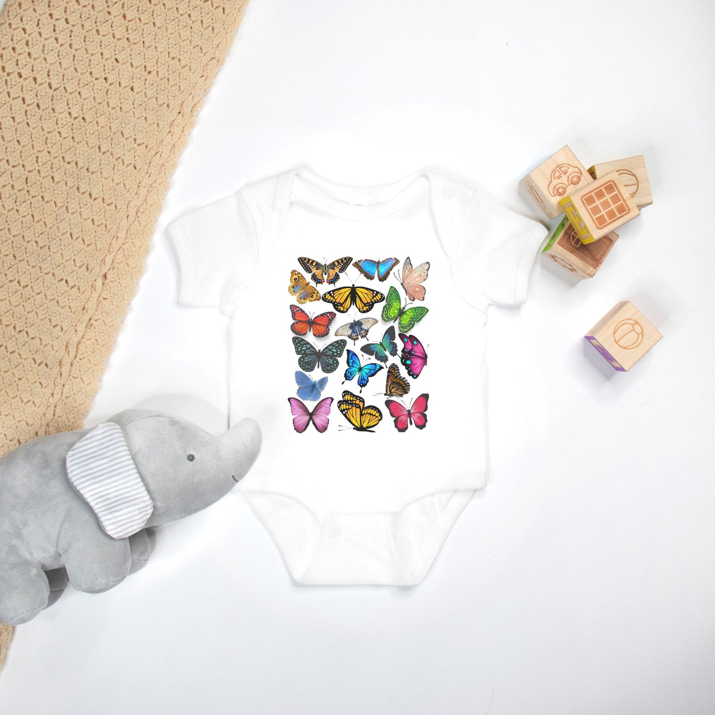 Boho Butterfly and Moth Bodysuit - Spring Natural Baby Shirt