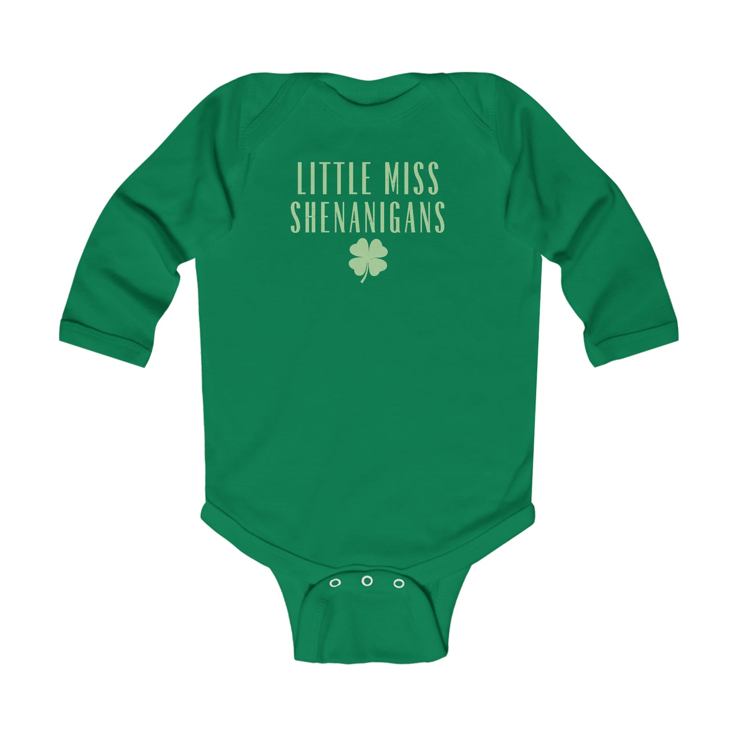 Little Miss Shenanigans | St. Patrick's Day Baby Bodysuit | Gender-Neutral Long-Sleeve Baby BodySuit