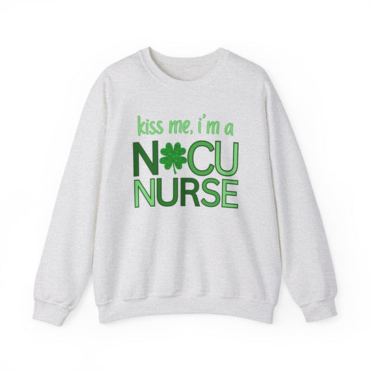 Kiss Me St. Patrick's Day Sweatshirt for NICU Nurse | Shamrock Sweatshirt for NICU RN