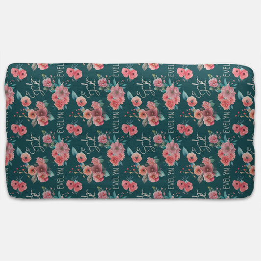 Jersey Fitted Crib Sheet - Pink Roses Floral