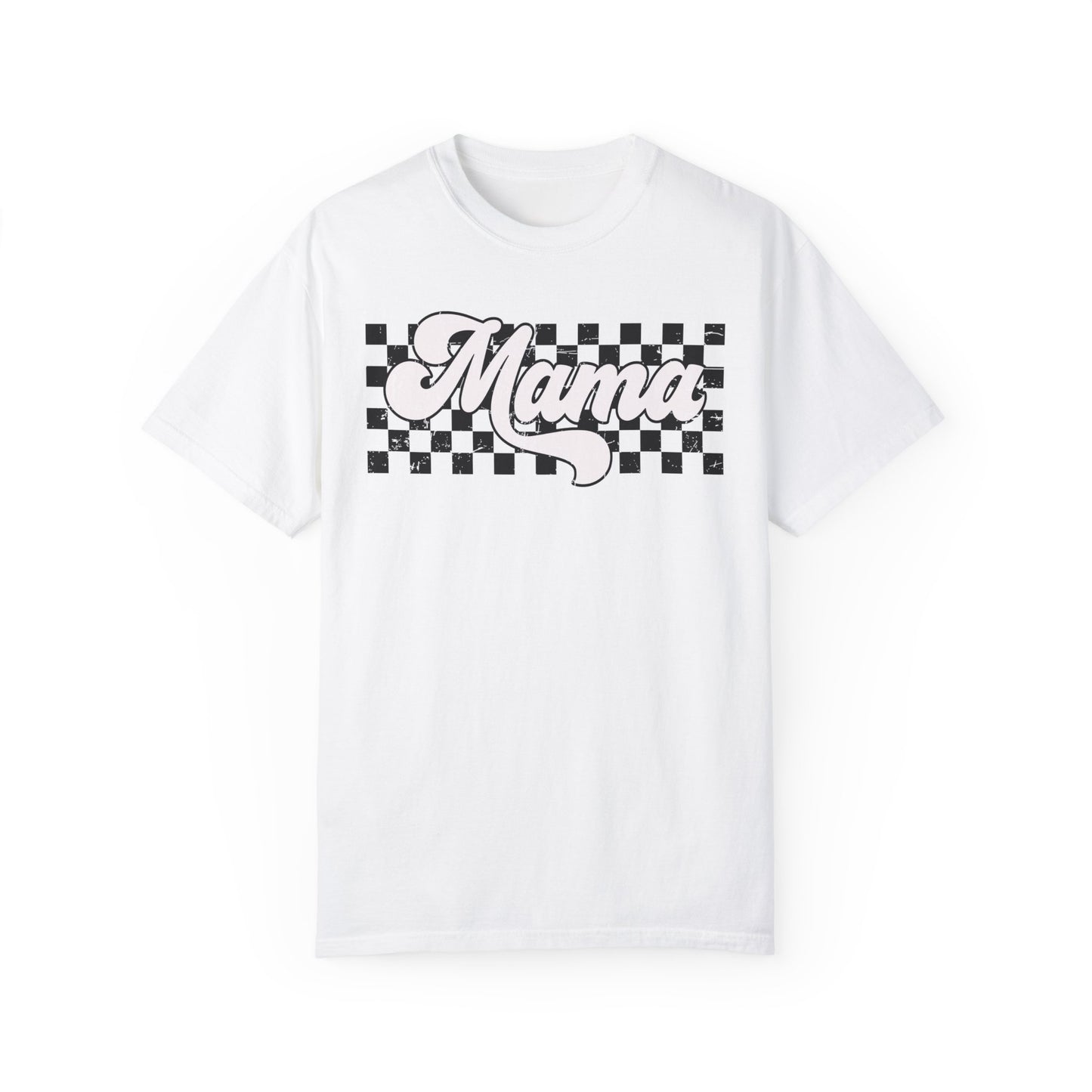 MAMA | Racer Checkered Print | Comfort Colors T-Shirt