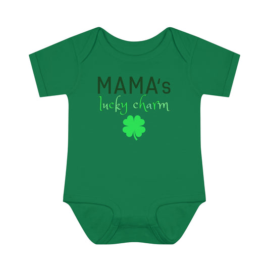 "Mama's Lucky Charm | St. Patrick's Day Bodysuit for Baby | Mommy and Me Set | Infant Short-Sleeved Bodysuit