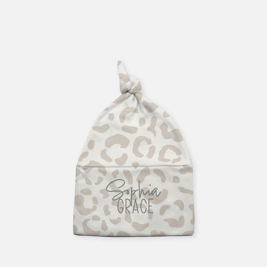 Baby Knotted Beanie - Soft Leopard