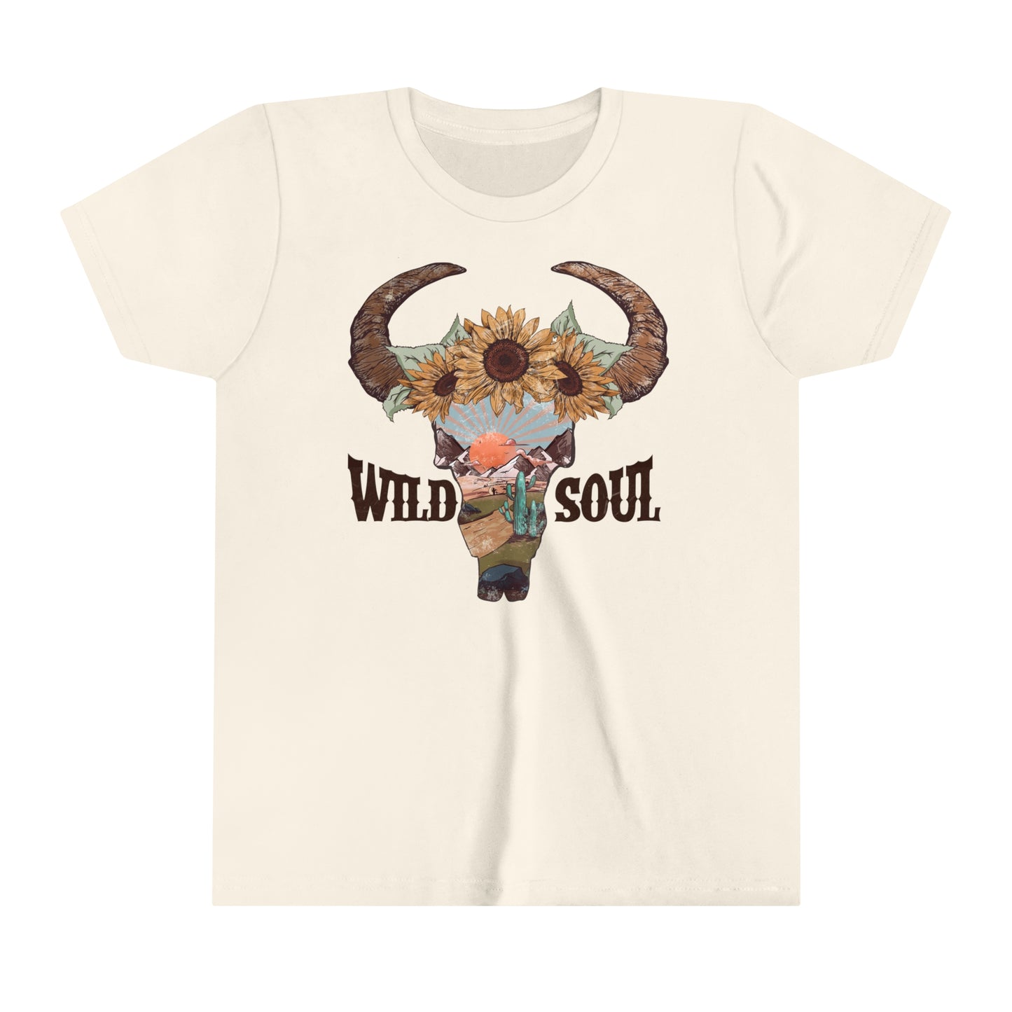 Wild Soul | Cow Skull Youth T-Shirt | Retro Western Kid's Tee