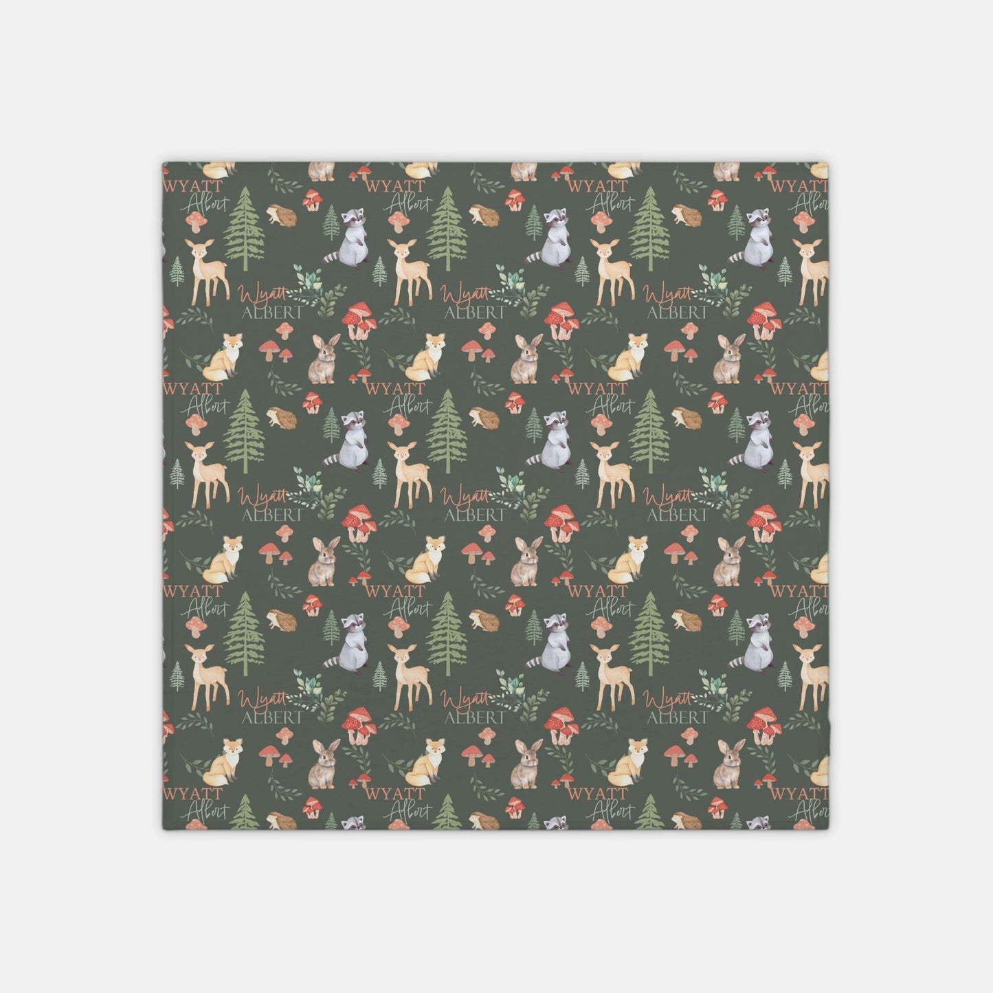 Swaddle Blanket with Personalization - Moss Woodland - 42" x 42"