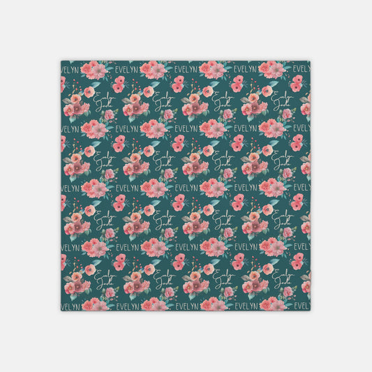 Swaddle Blanket with Personalization - Roses Floral - 42" x 42"