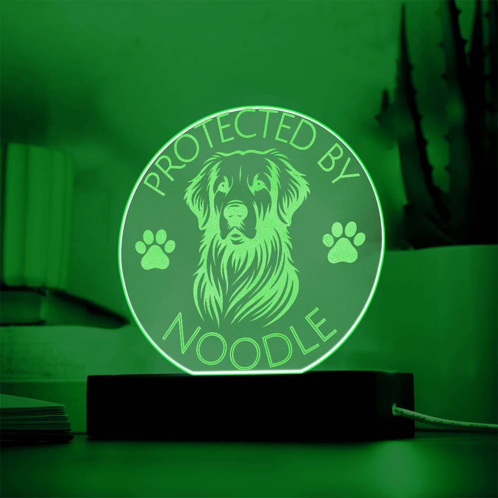 Protected By Golden Retriever | Personalized Night Light