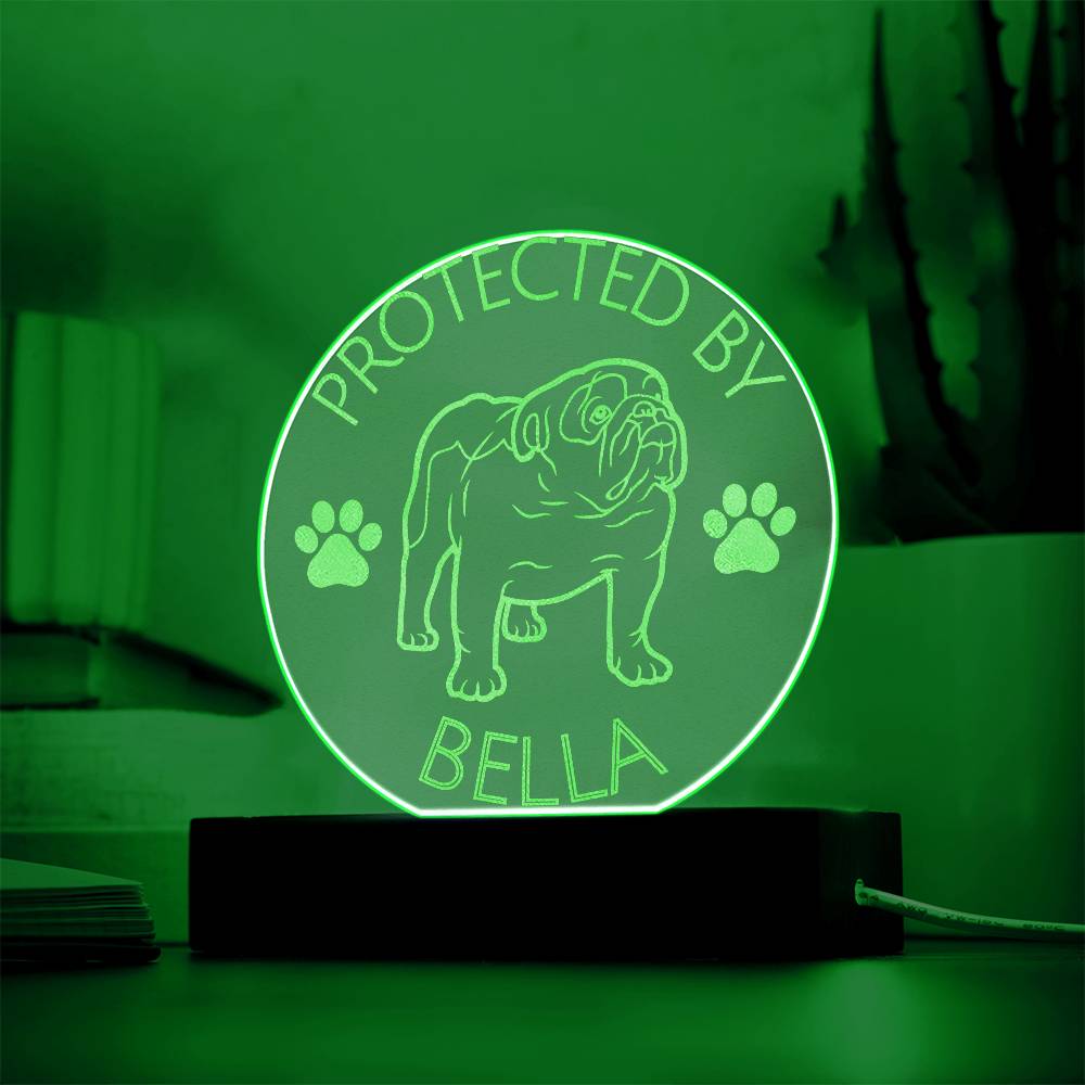 Protected By English Bulldog | Personalized Night Light