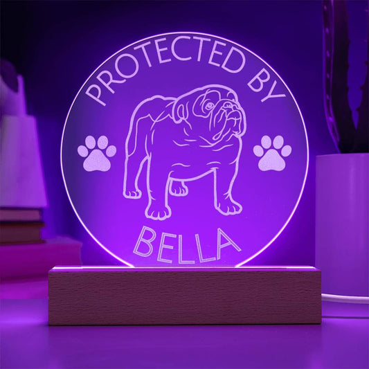 Protected By English Bulldog | Personalized Night Light