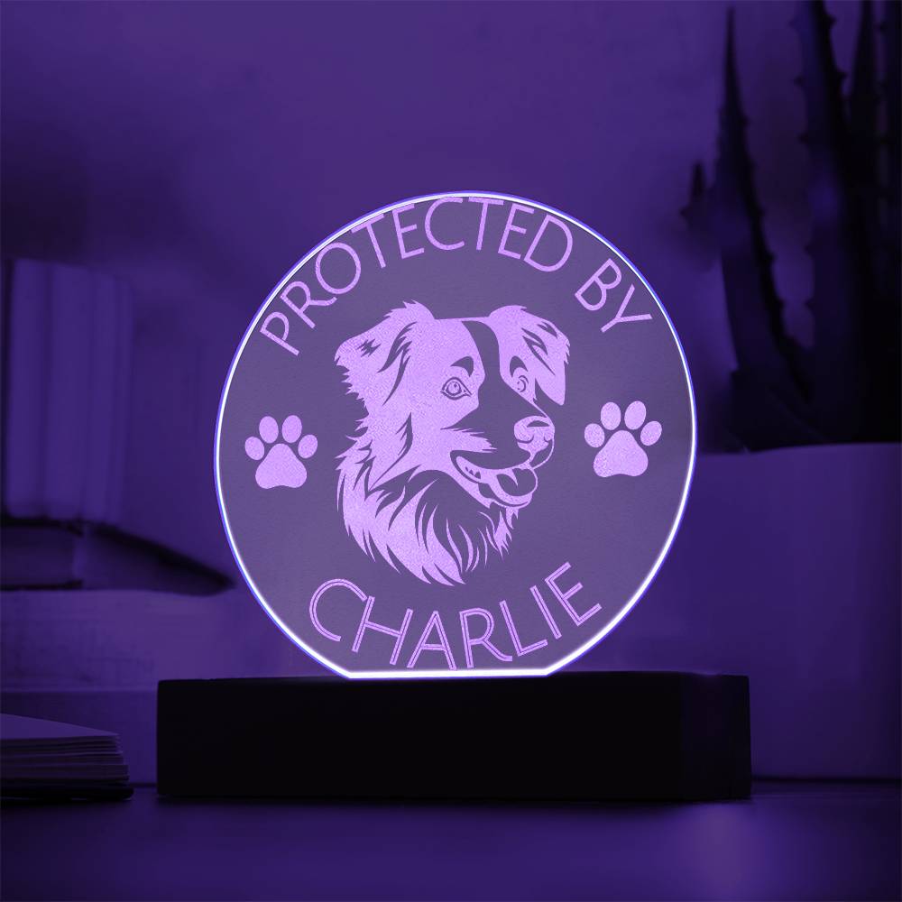 Protected By Australian Shepherd | Personalized Night Light