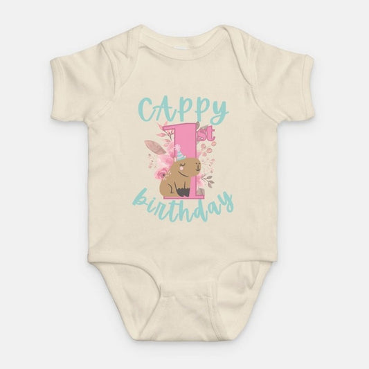 Capybara Birthday Bodysuit for Girl | First Birthday