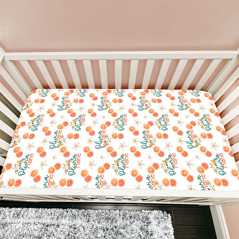 Jersey Fitted Crib Sheet - Orange Blossom