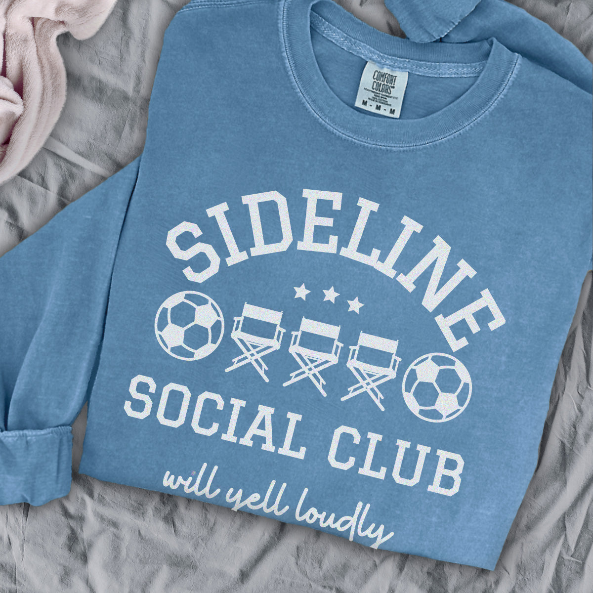 Sideline Social Club - SOCCER| Comfort Colors Long Sleeve T-Shirt for Soccer Parent