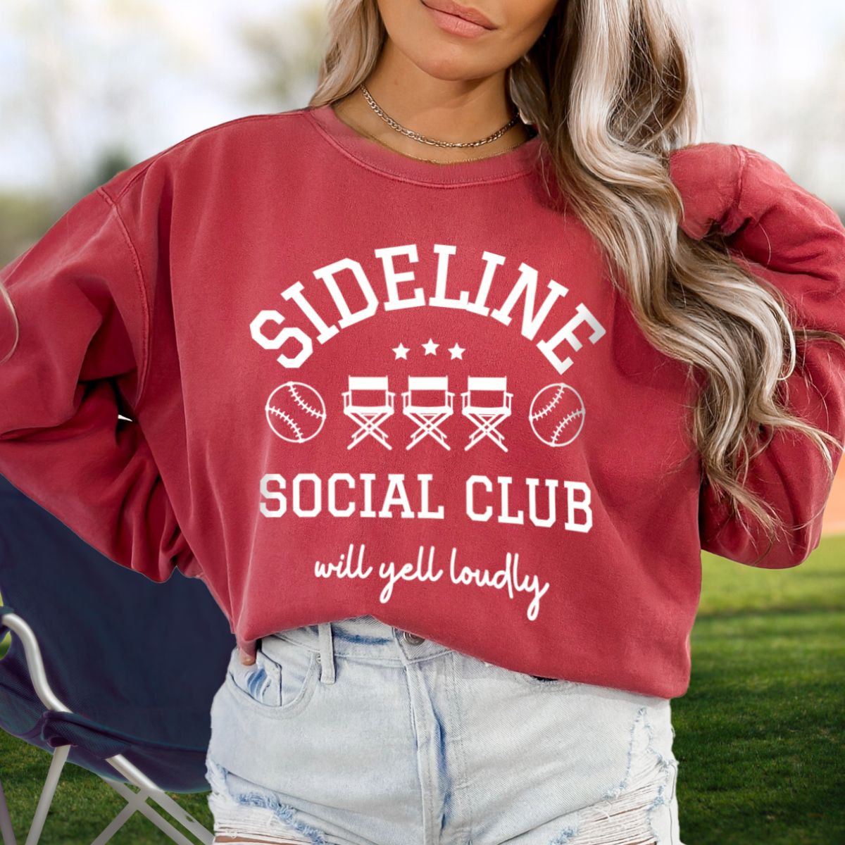 Sideline Social Club - Baseball | Comfort Colors Sweatshirt for Softball or Baseball Parent