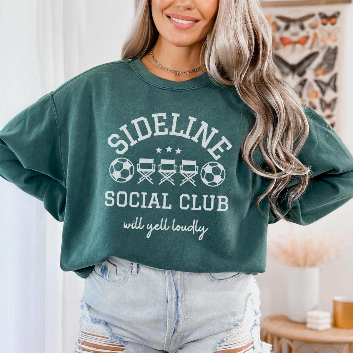 Sideline Social Club - Soccer | Comfort Colors Sweatshirt for Soccer Parent