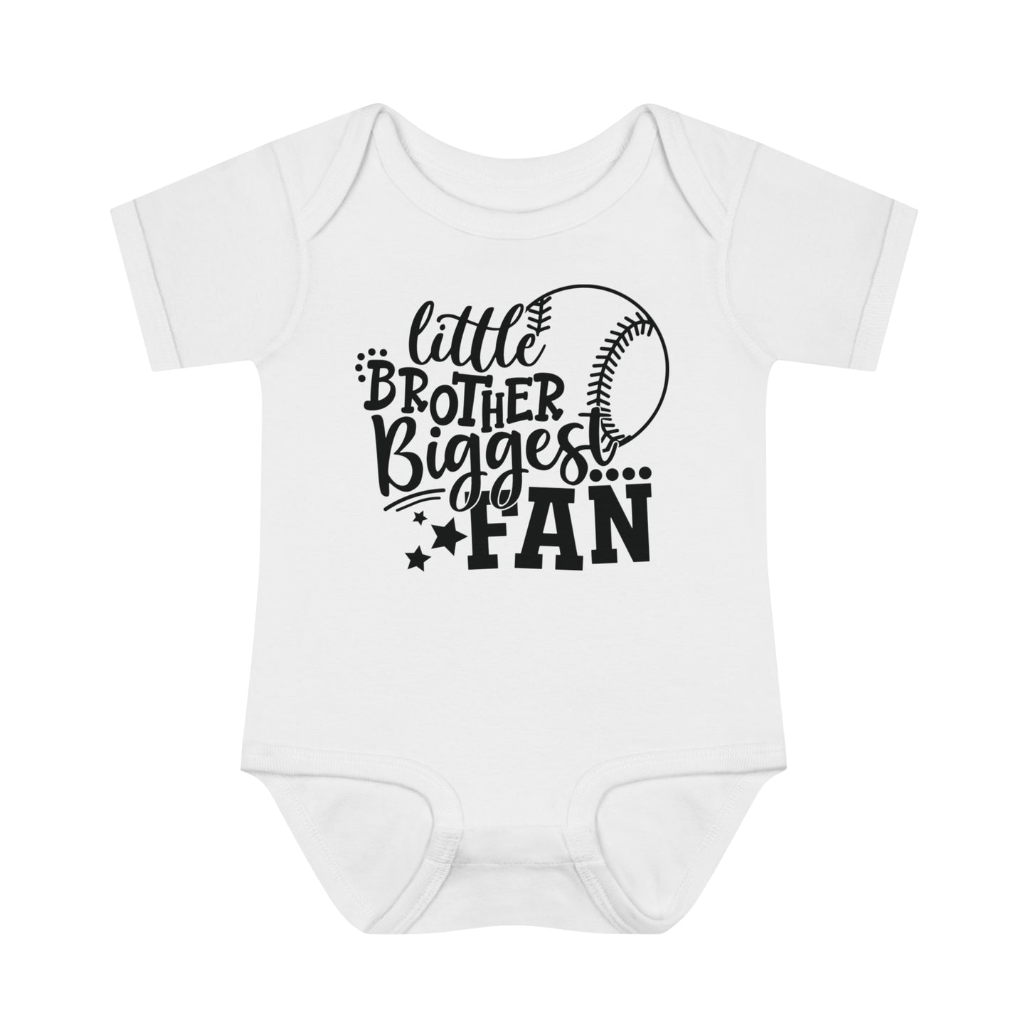 Little Brother Biggest Fan | Baseball Bodysuit for Baby Boy