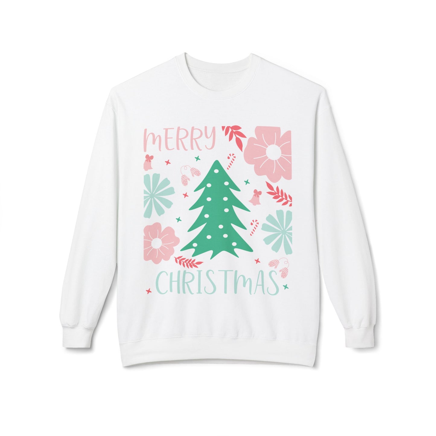 Merry Christmas Fleece Crewneck Sweatshirt - Unisex Holiday Apparel