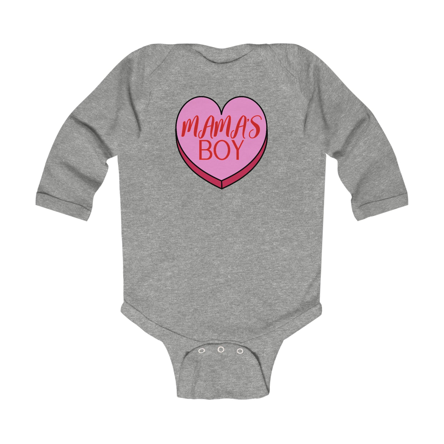 Mama's Boy | Big Heart Valentine's Outfit for Baby Boy | Infant Long Sleeve Bodysuit