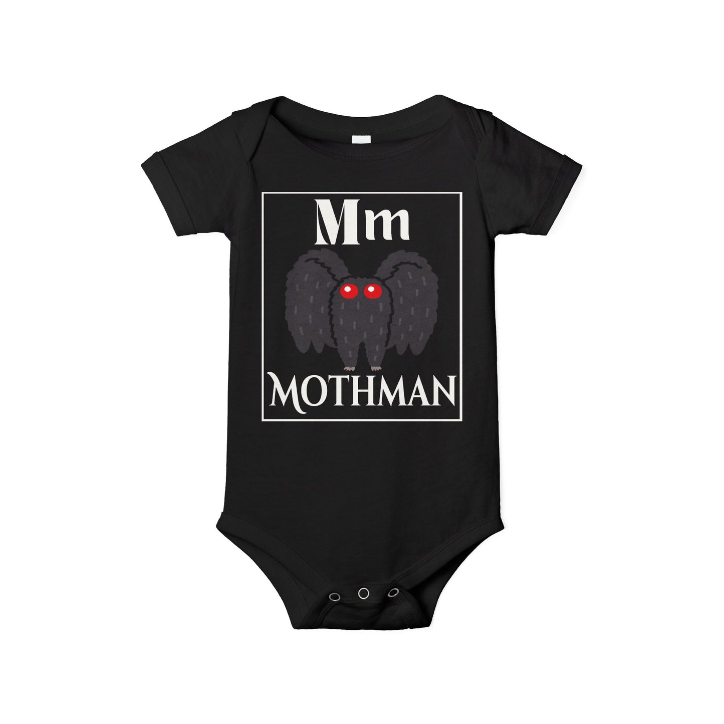 M for Mothman Baby Bodysuit, Goth Baby Clothes, Goth Baby Stuff, Cute Funny Baby Clothes, Gothic Halloween Onesies