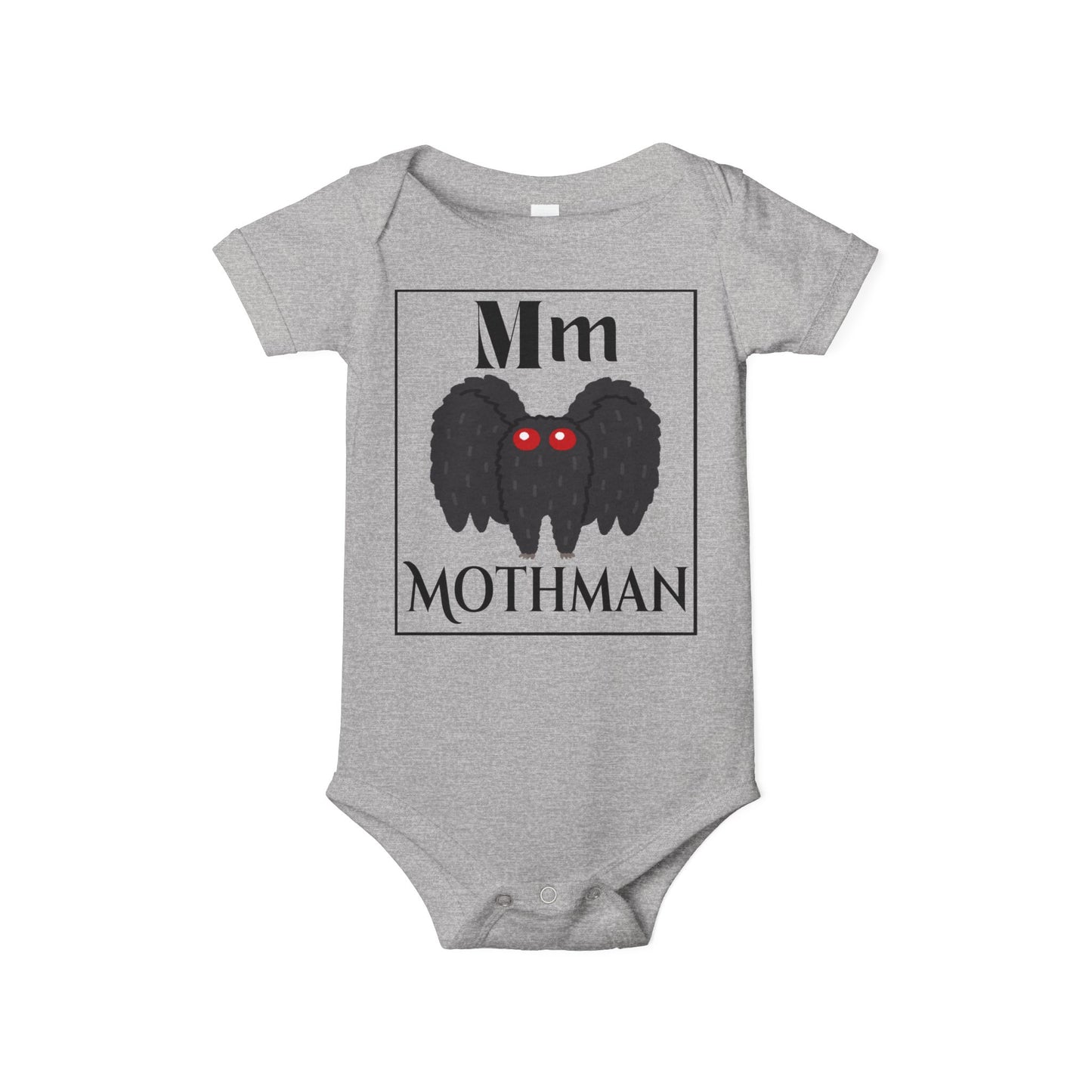 M for Mothman Baby Bodysuit, Goth Baby Clothes, Goth Baby Stuff, Cute Funny Baby Clothes, Gothic Halloween Onesies