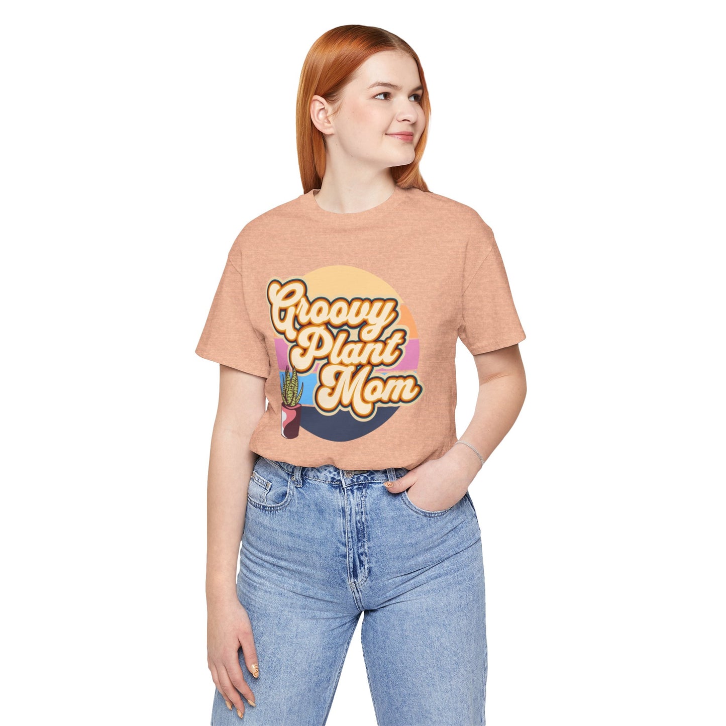 Adult "Groovy Plant Mom" Plant-Lover Unisex Jersey Short Sleeve Tee