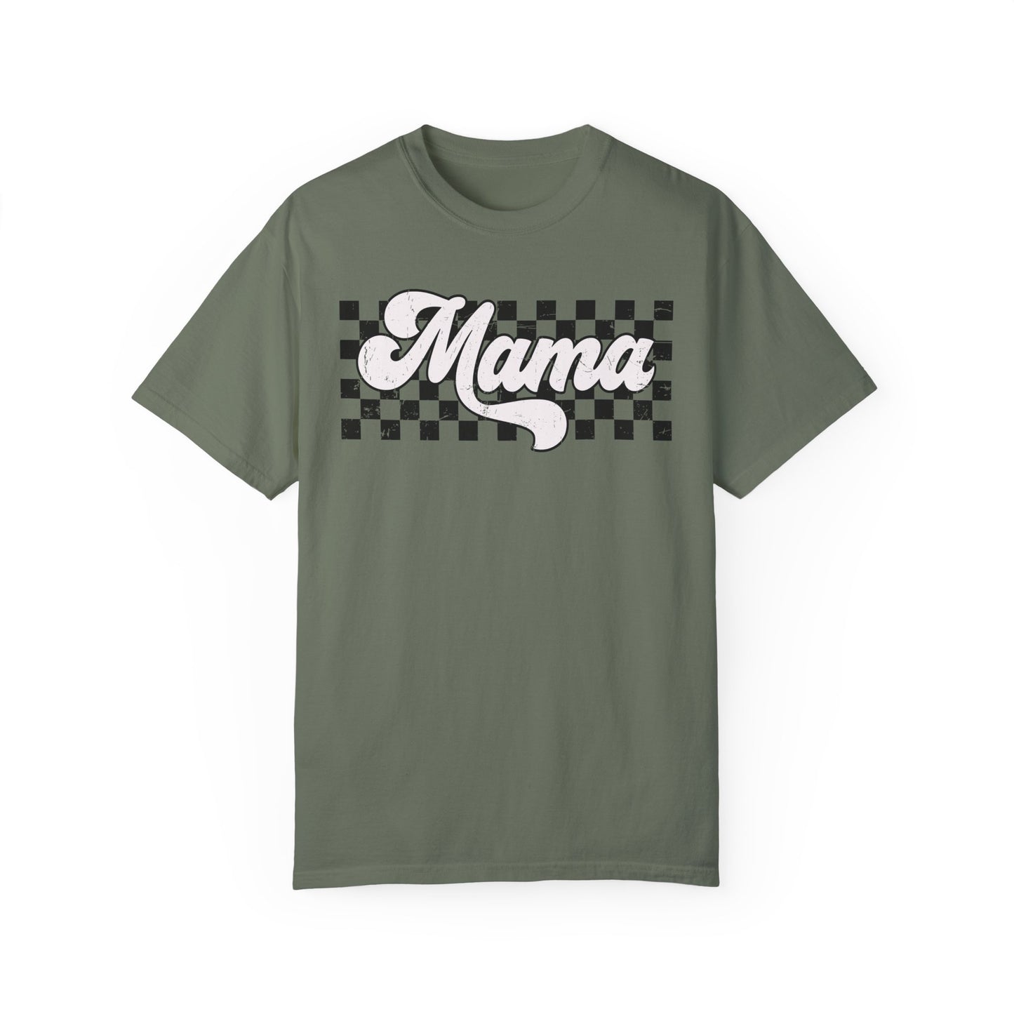 MAMA | Racer Checkered Print | Comfort Colors T-Shirt