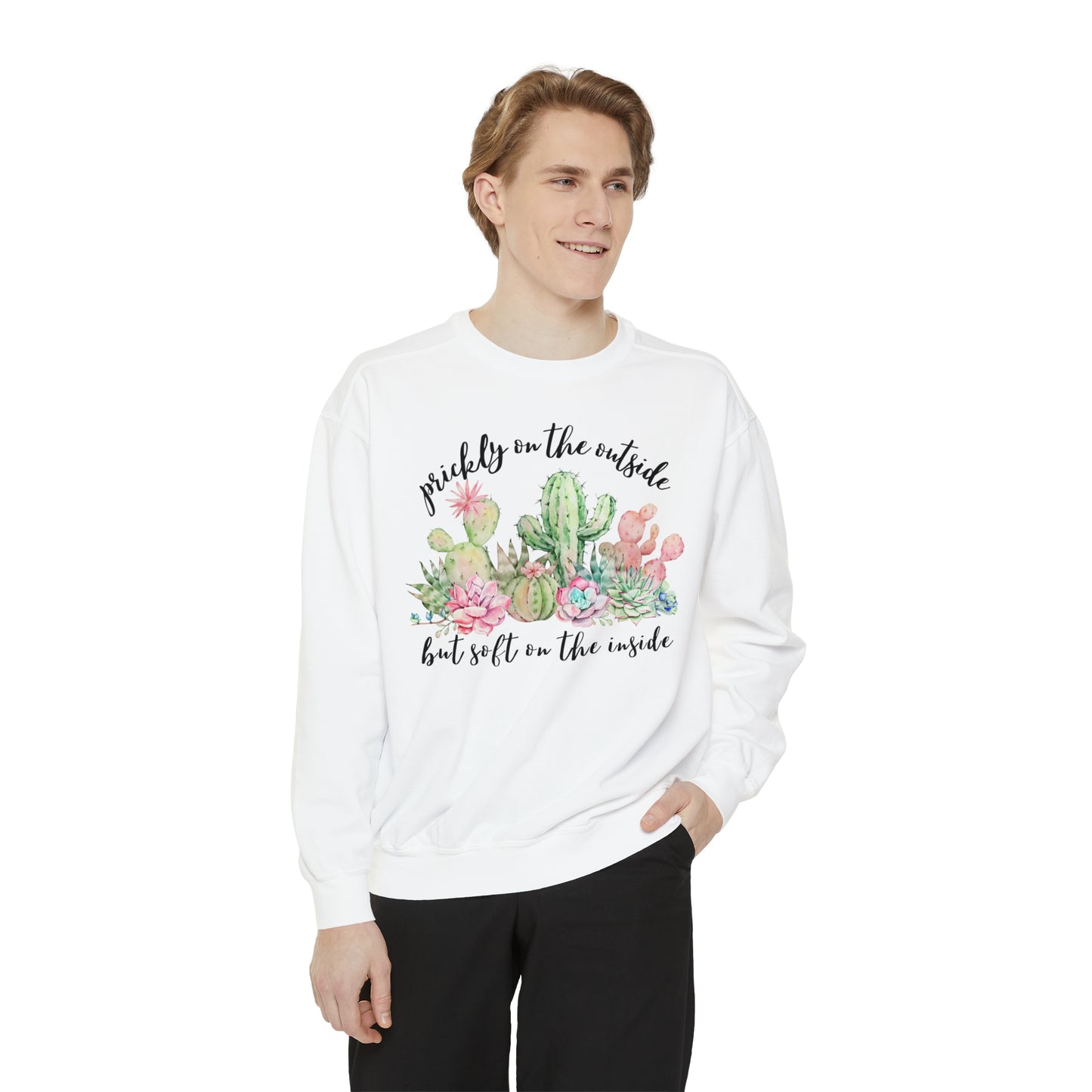 "Prickly on the Outside but Soft on the Inside" Comfort Colors | Valentine's Sweatshirt for Plant Lover | Funny Valentine's Sweatshirt for Gardener