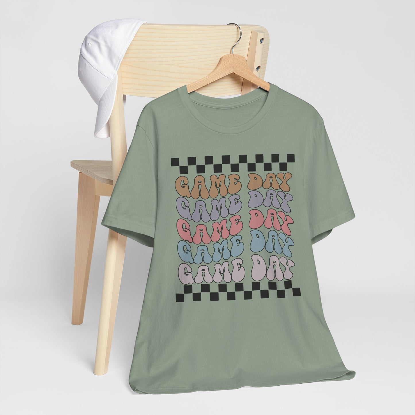 Game Day Retro Checkers - Unisex Jersey Lightweight Tee