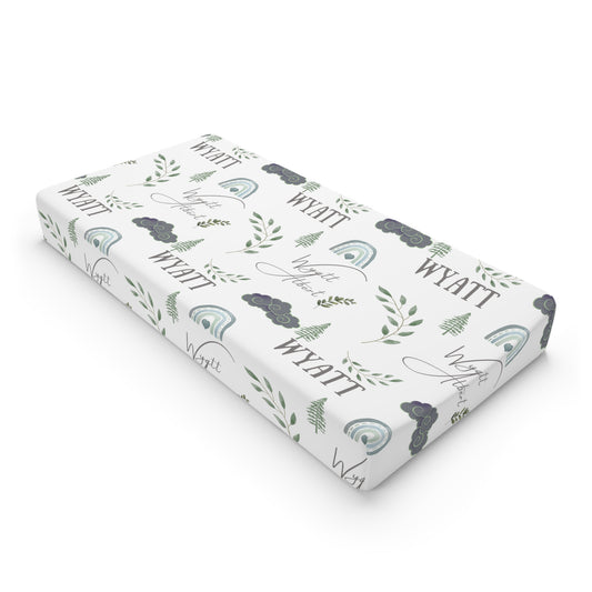 Customized Name Baby Changing Pad Cover | sage green | nature theme