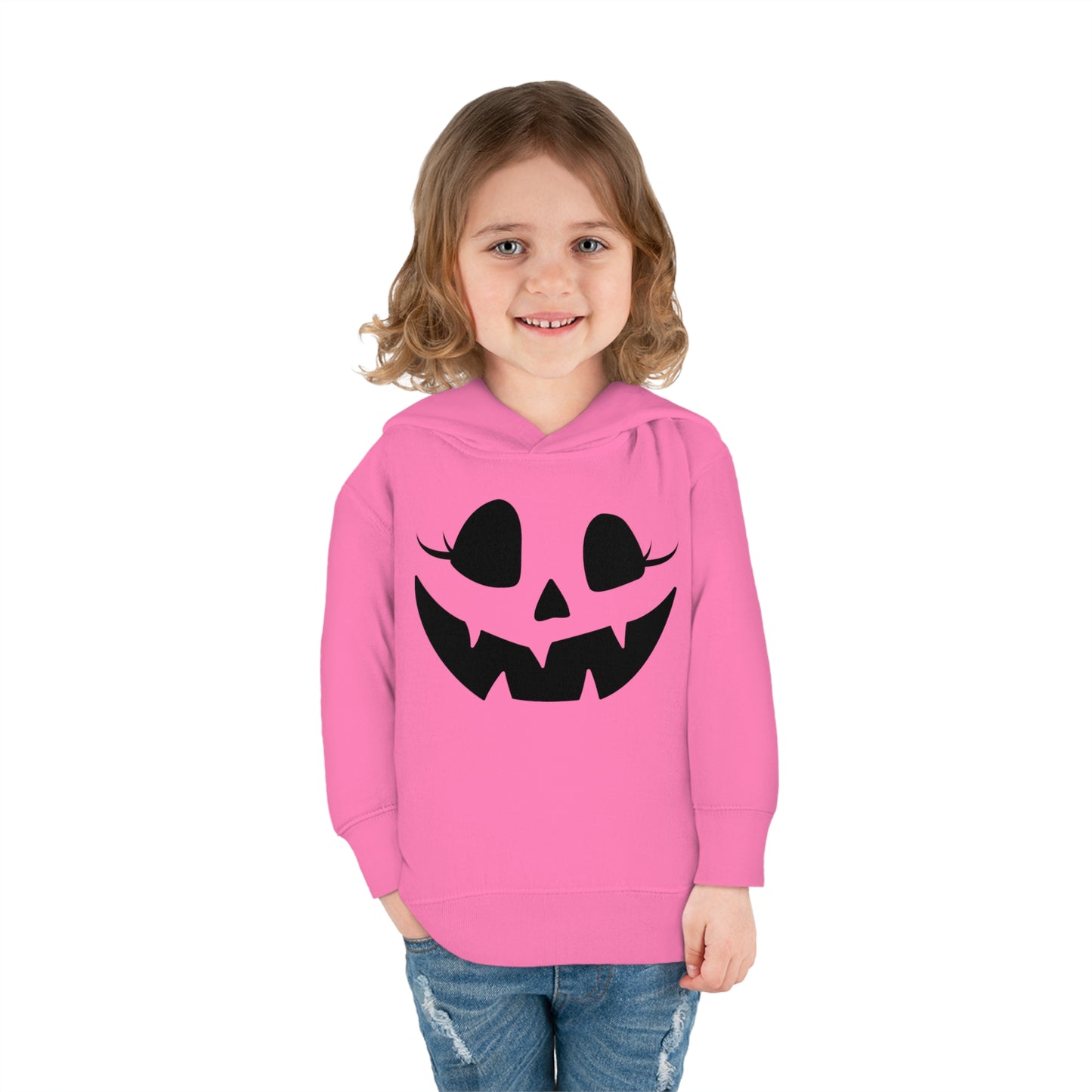 Girly Pumpkin | Toddler Pullover Fleece Hoodie for Halloween