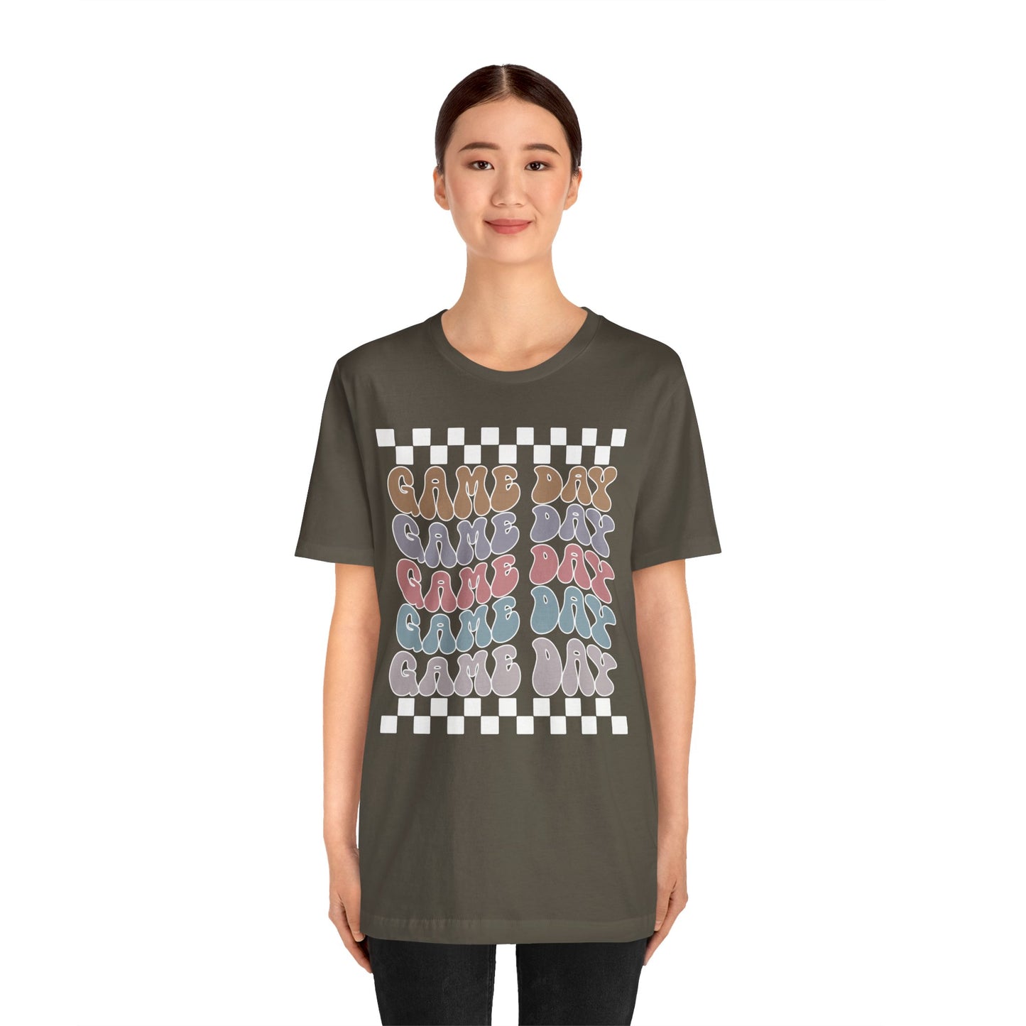 Game Day Retro Checkers - Unisex Jersey Lightweight Tee