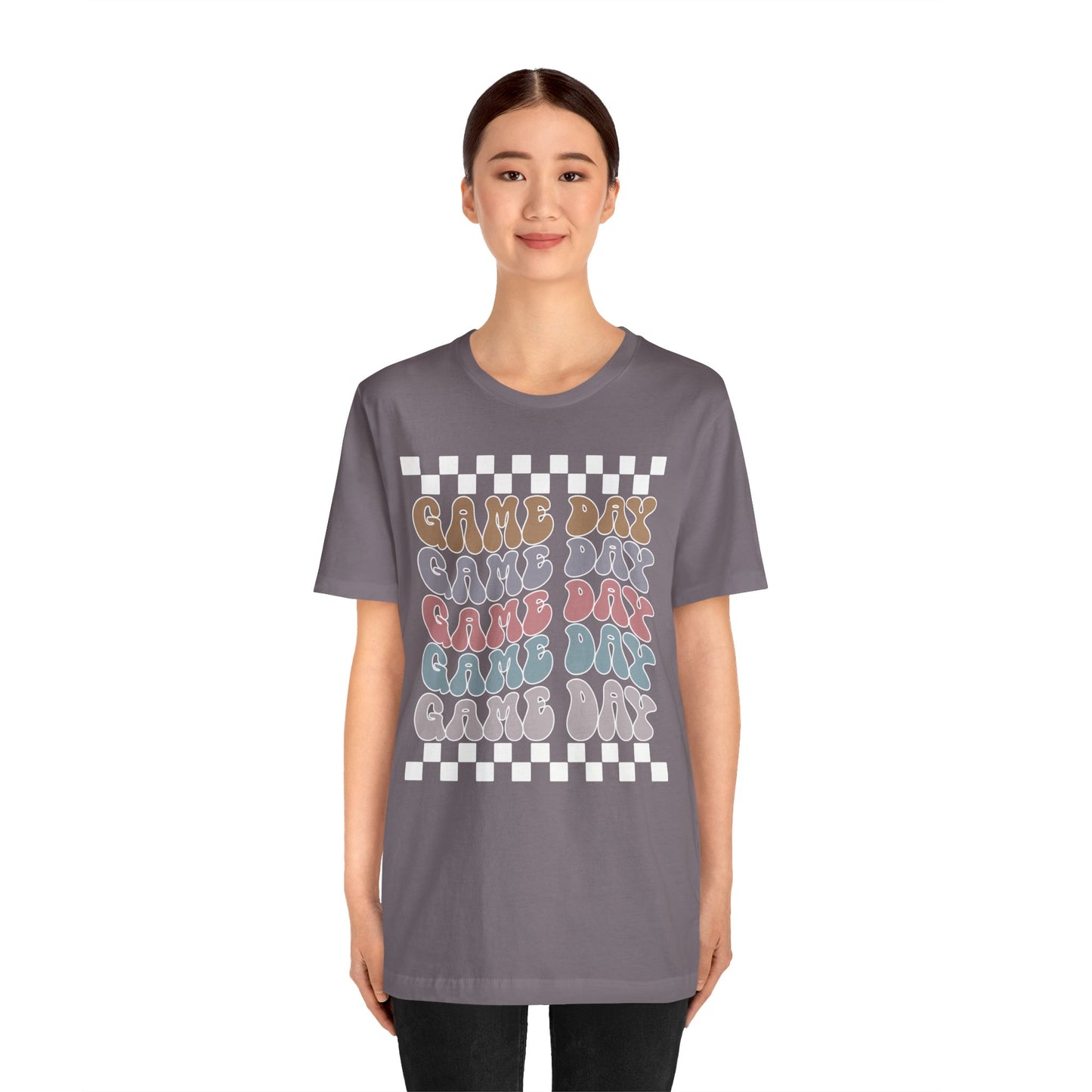 Game Day Retro Checkers - Unisex Jersey Lightweight Tee