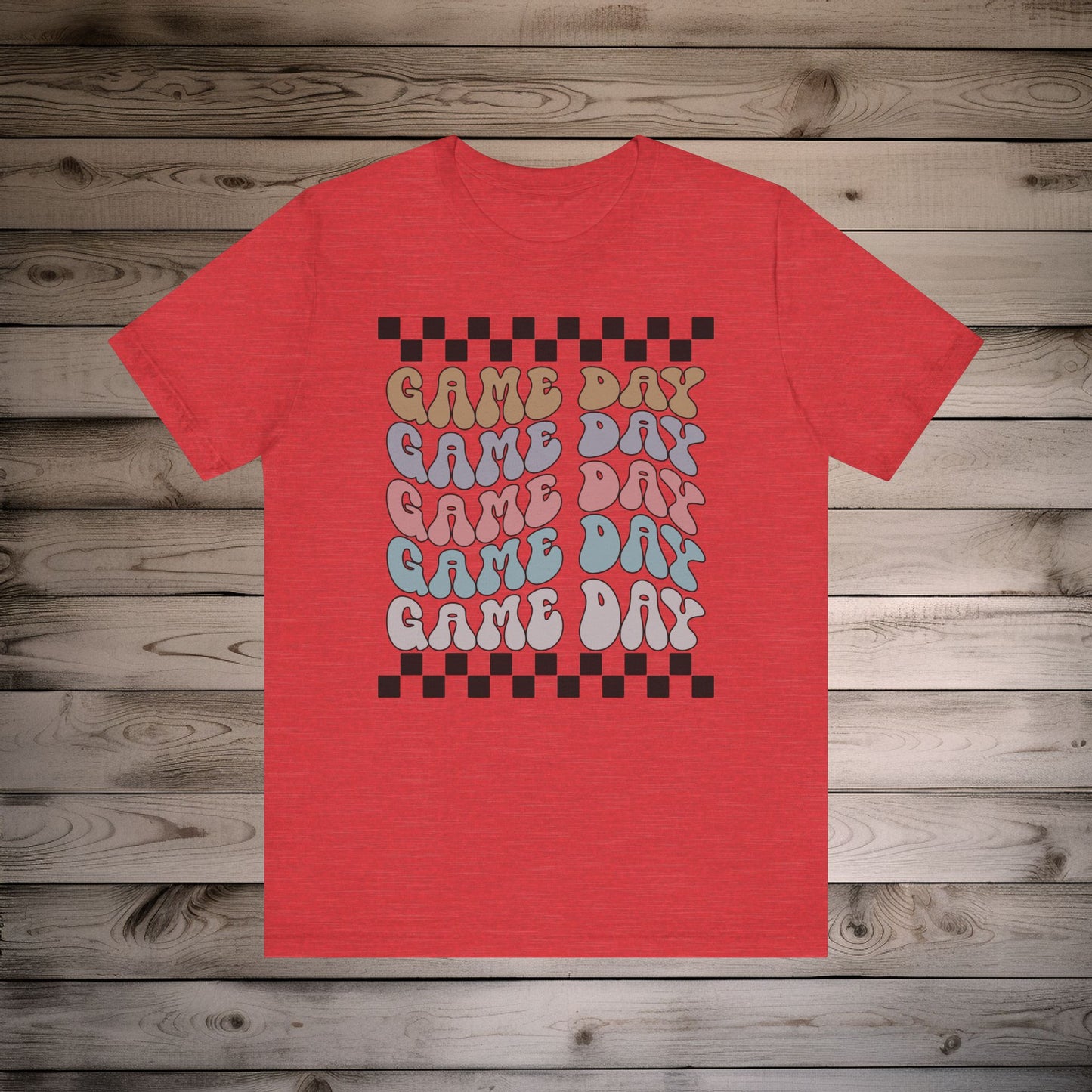 Game Day Retro Checkers - Unisex Jersey Lightweight Tee