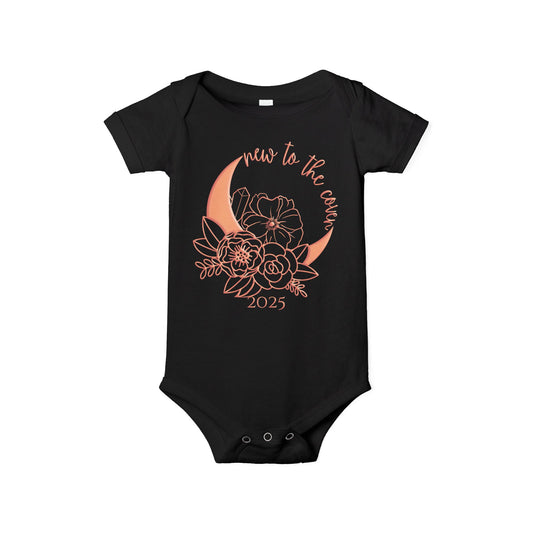 New to the Coven Baby Bodysuit with Rose Gold Moon, Goth Baby Clothes, Goth Baby Stuff, Cute Funny Baby Clothes