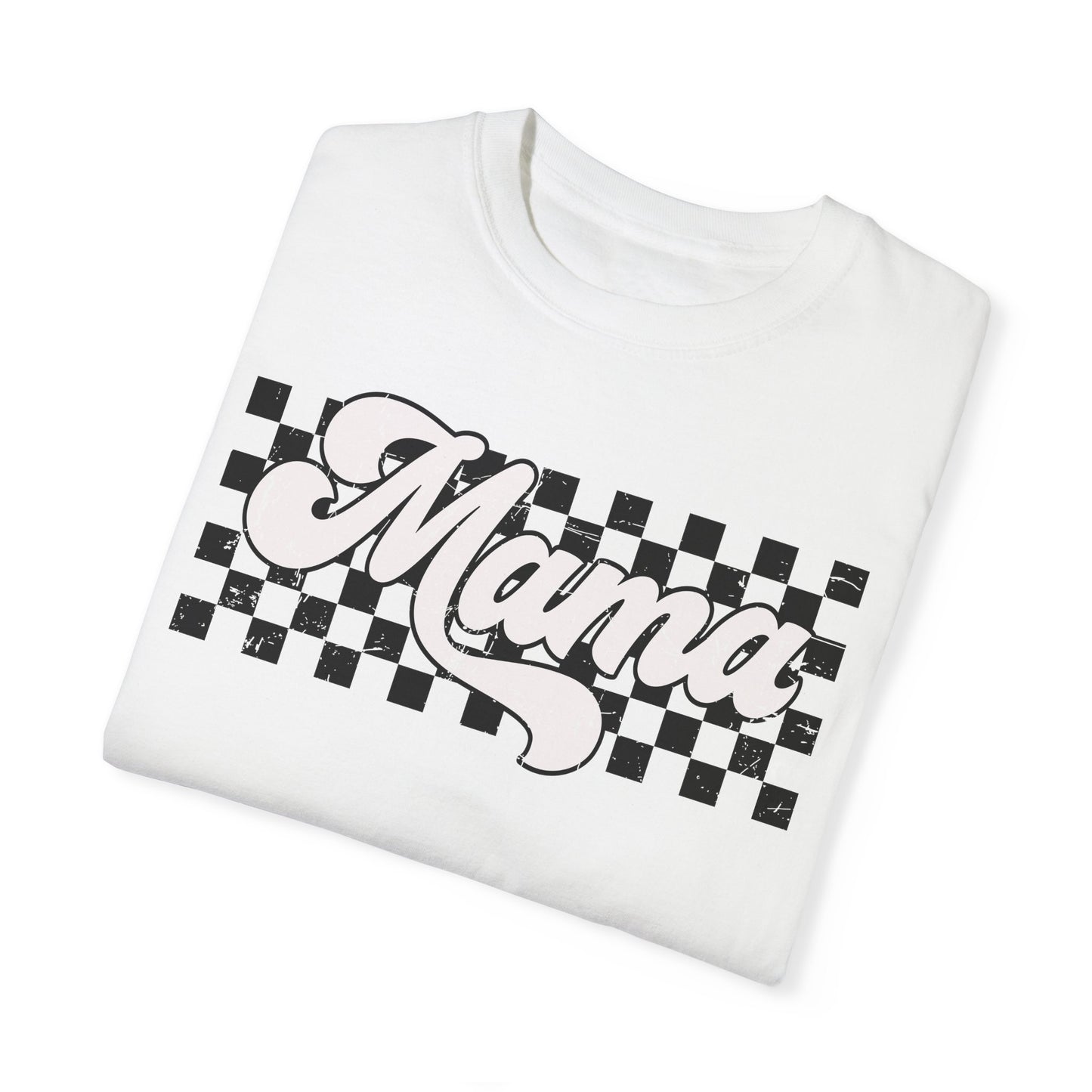 MAMA | Racer Checkered Print | Comfort Colors T-Shirt