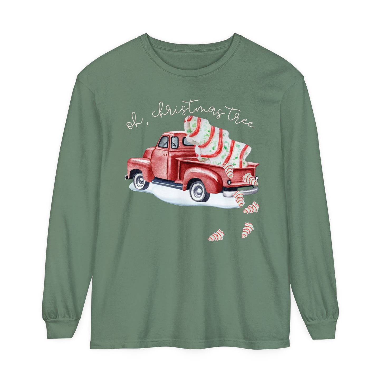 Christmas Cake Truck | Oh Christmas Tree | Unisex Holiday Long Sleeve T-Shirt