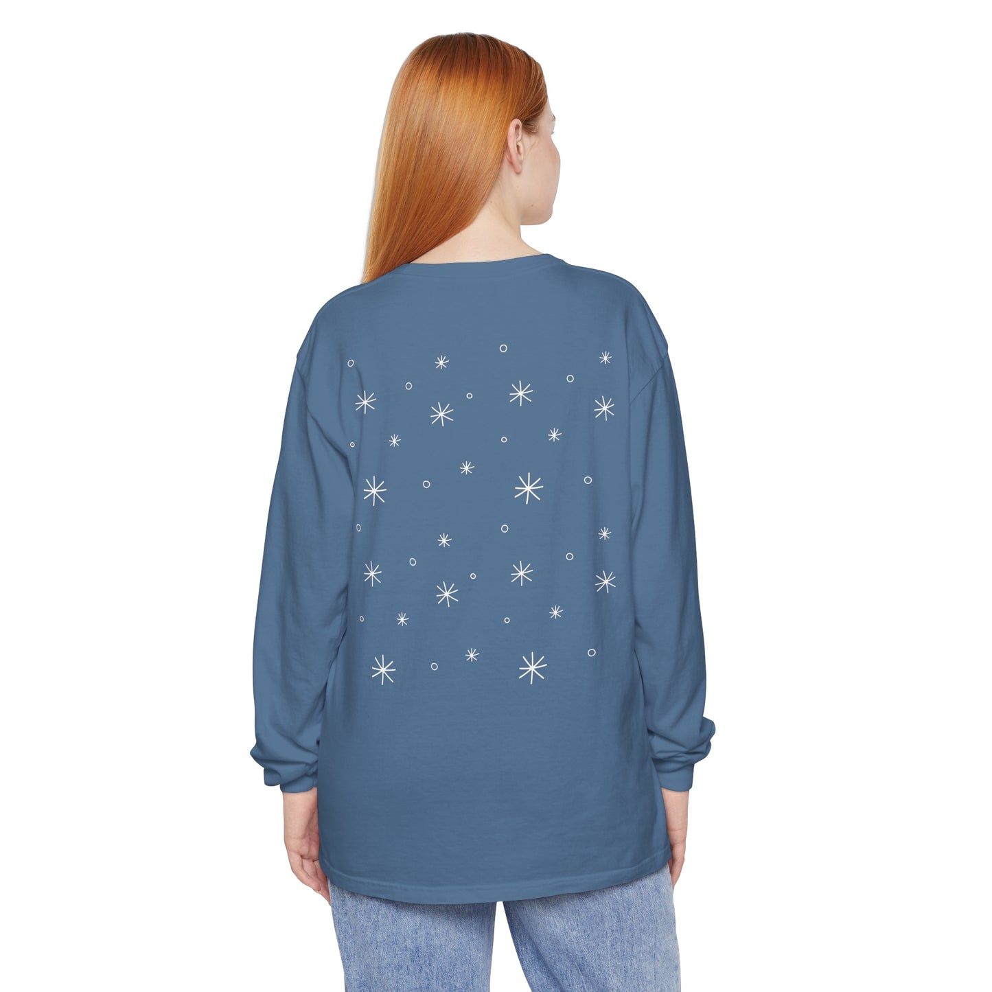 "Let It Snow" Long Sleeve Snowflakes T-Shirt - Comfort Colors