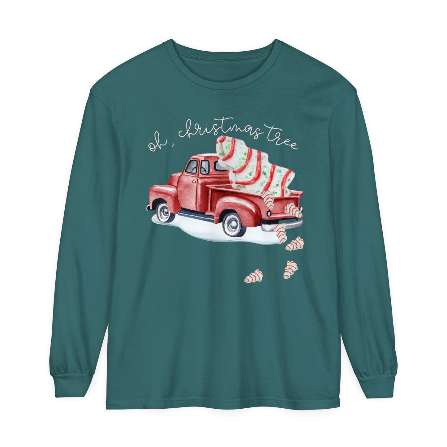 Christmas Cake Truck | Oh Christmas Tree | Unisex Holiday Long Sleeve T-Shirt