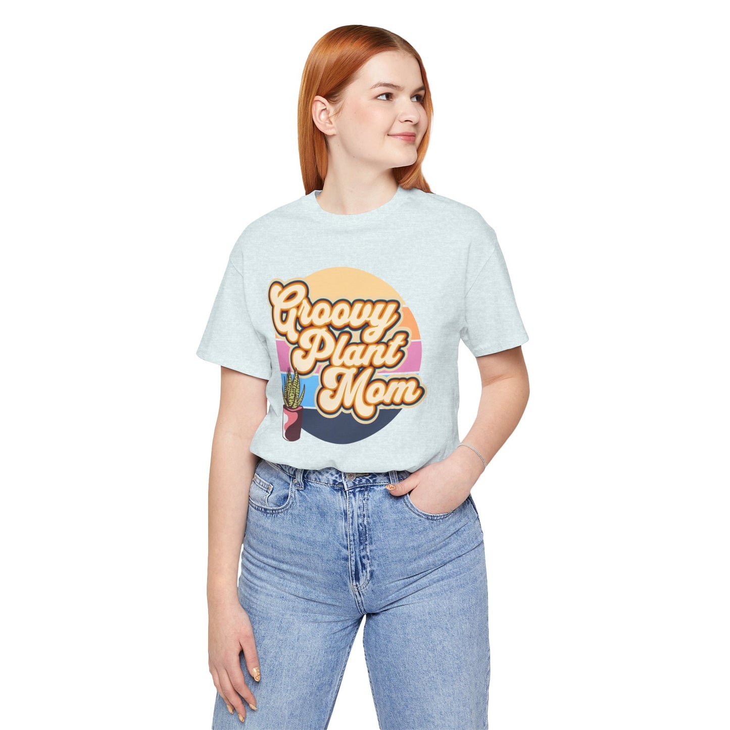 Adult "Groovy Plant Mom" Plant-Lover Unisex Jersey Short Sleeve Tee