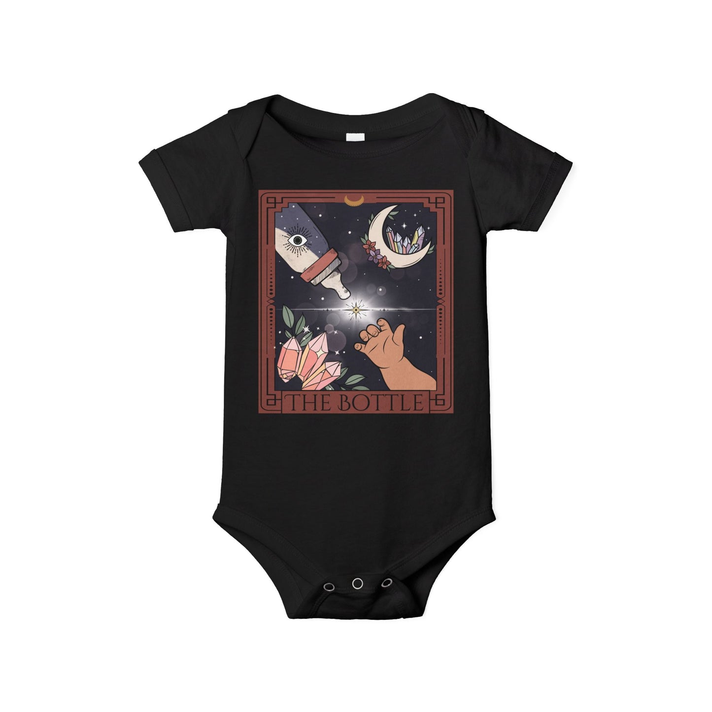 The Bottle Tarot Card Bodysuit, Witchy Baby Bodysuit, Breastfeeding Tarot Bodysuit, Baby Bottle Bodysuit for Goth Baby