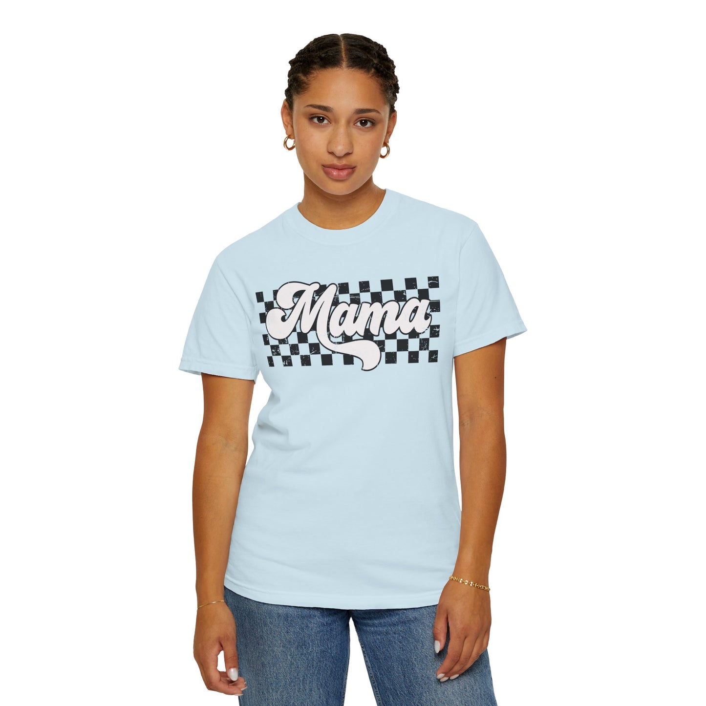 MAMA | Racer Checkered Print | Comfort Colors T-Shirt