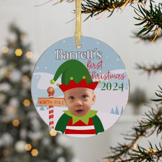 Personalized Acrylic Christmas Ornament - First Christmas 2024 - Custom Baby Photo