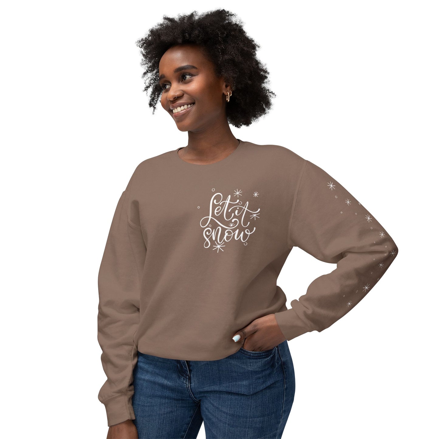 Snowflake "Let It Snow" Cozy Unisex Lightweight Crewneck Sweatshirt