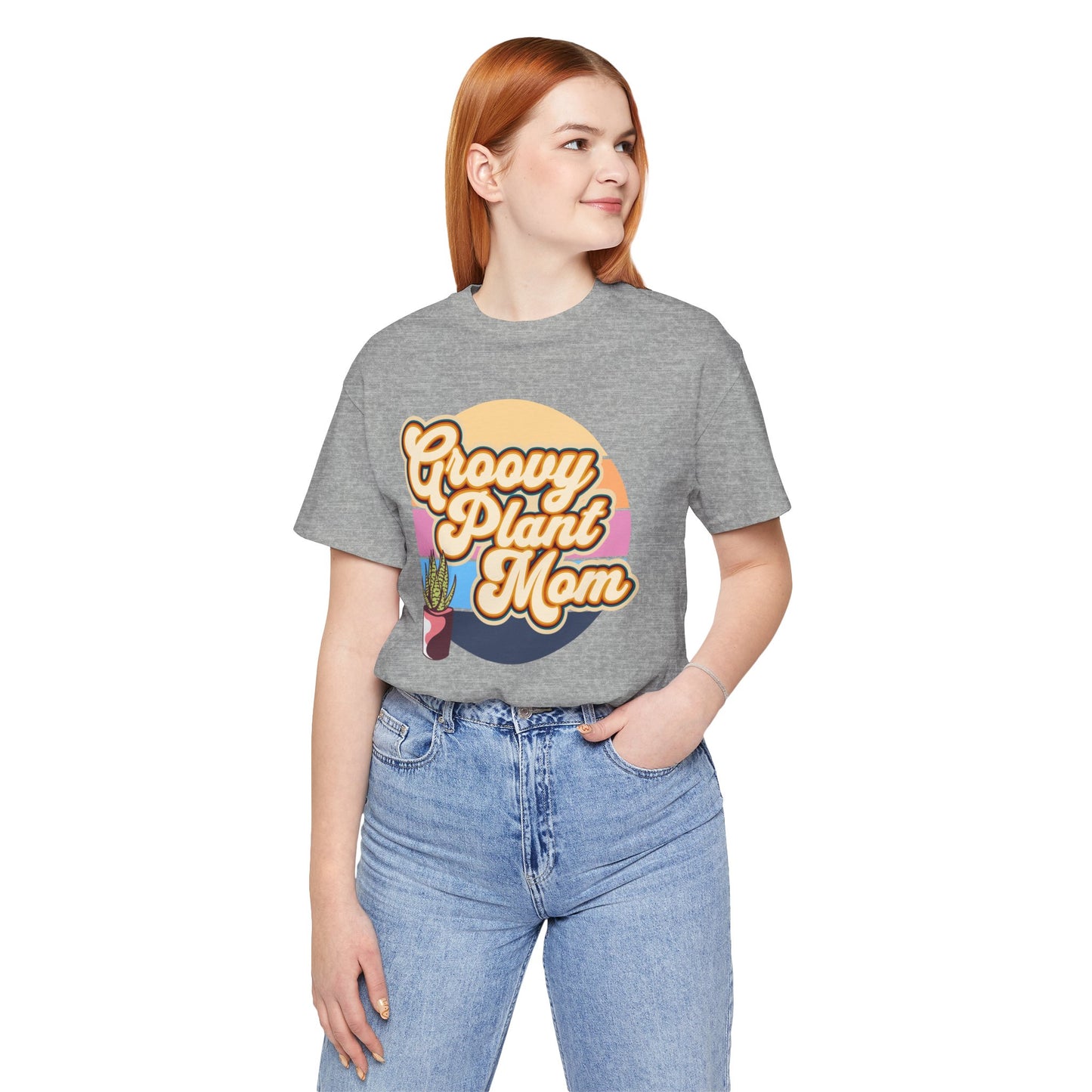 Adult "Groovy Plant Mom" Plant-Lover Unisex Jersey Short Sleeve Tee