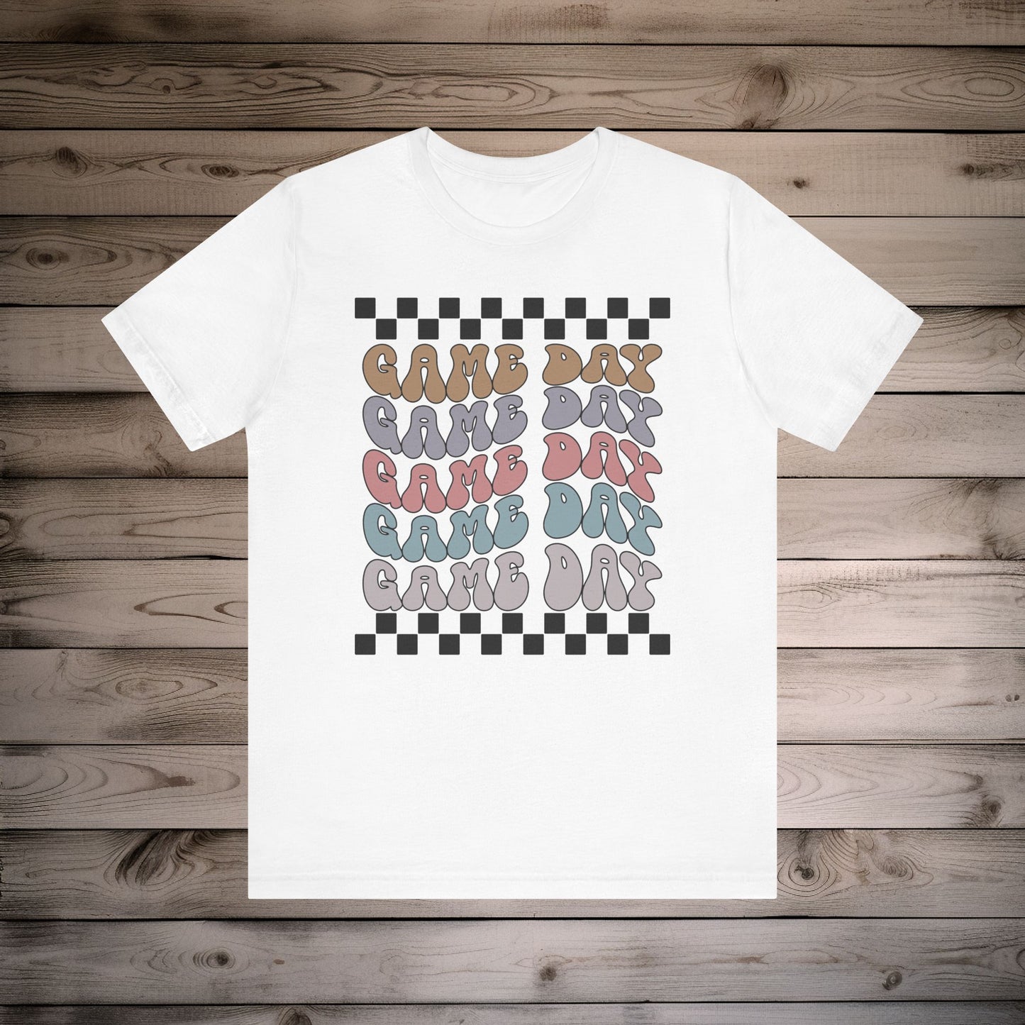 Game Day Retro Checkers - Unisex Jersey Lightweight Tee